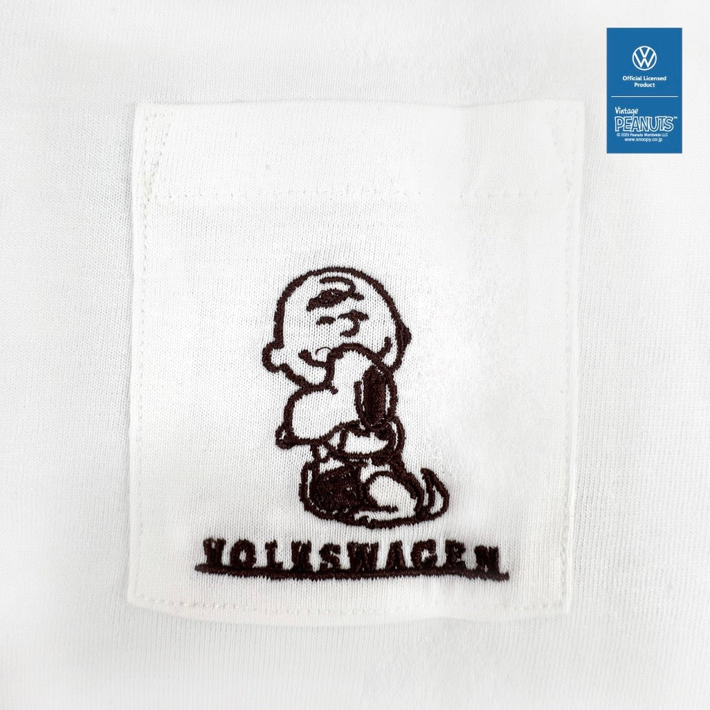 スヌーピー ピーナッツ フォルクス ワーゲン バックプリント ポケット付き キッズ 天竺 半袖 Tシャツ SNOOPY PEANUTS VOLKSWAGEN svw6152-158