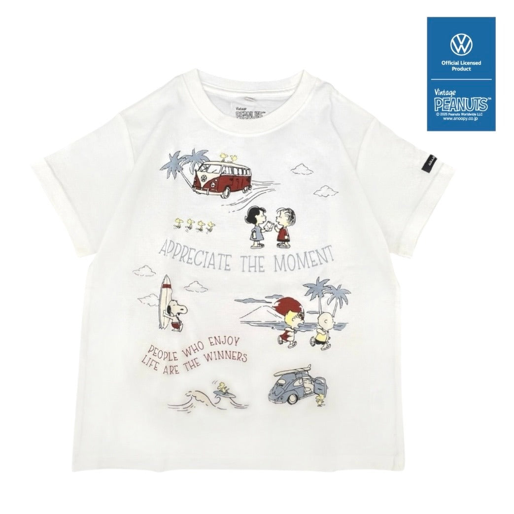 スヌーピー ピーナッツ フォルクス ワーゲン サーフ柄 ランダム プリント キッズ 天竺 半袖 Tシャツ SNOOPY PEANUTS VOLKSWAGEN svw6152-159