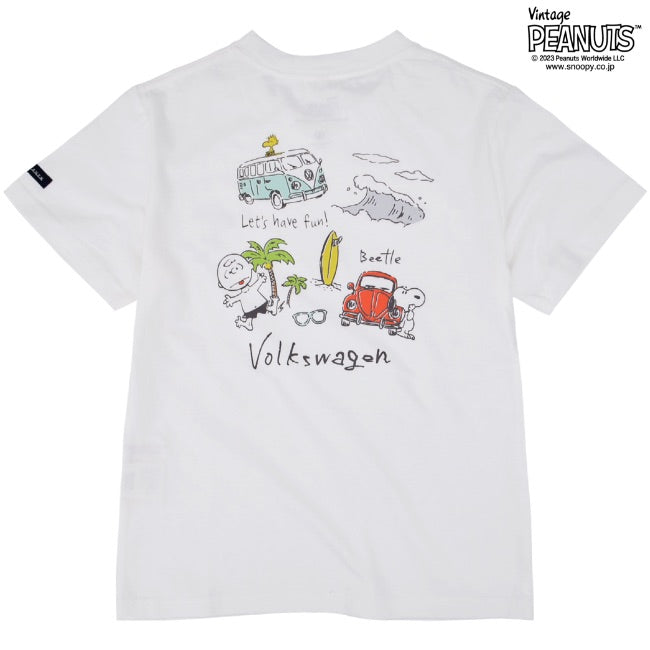 スヌーピー ピーナッツ フォルクスワーゲン Tシャツ キッズ 子供 半袖 トップス コラボ SNOOPY PEANUTS VOLKSWAGEN svw6532-403