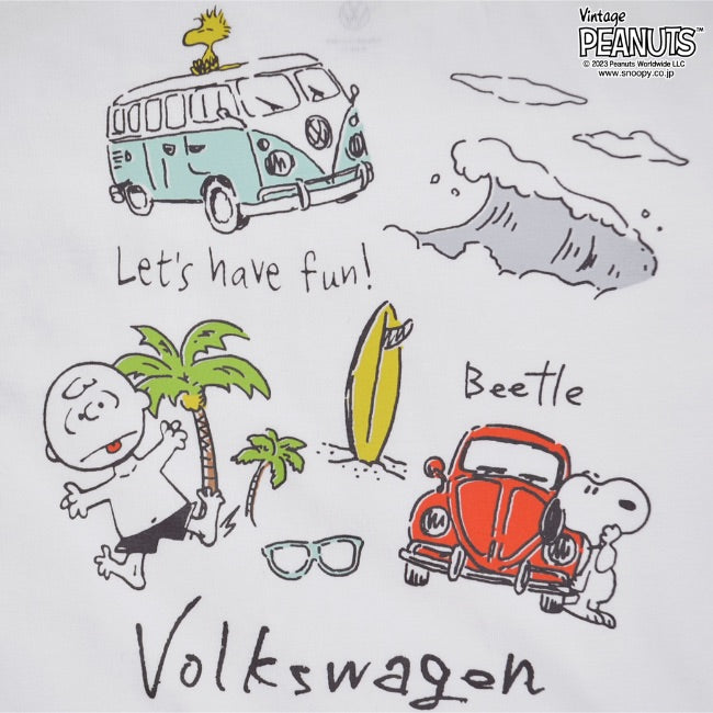 スヌーピー ピーナッツ フォルクスワーゲン Tシャツ キッズ 子供 半袖 トップス コラボ SNOOPY PEANUTS VOLKSWAGEN svw6532-403