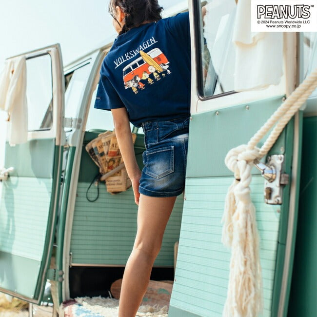 スヌーピー ピーナッツ フォルクスワーゲン Tシャツ キッズ 子供 半袖 トップス コラボ SNOOPY PEANUTS VOLKSWAGEN svw6532-404