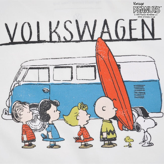 スヌーピー ピーナッツ フォルクスワーゲン Tシャツ キッズ 子供 半袖 トップス コラボ SNOOPY PEANUTS VOLKSWAGEN svw6532-404