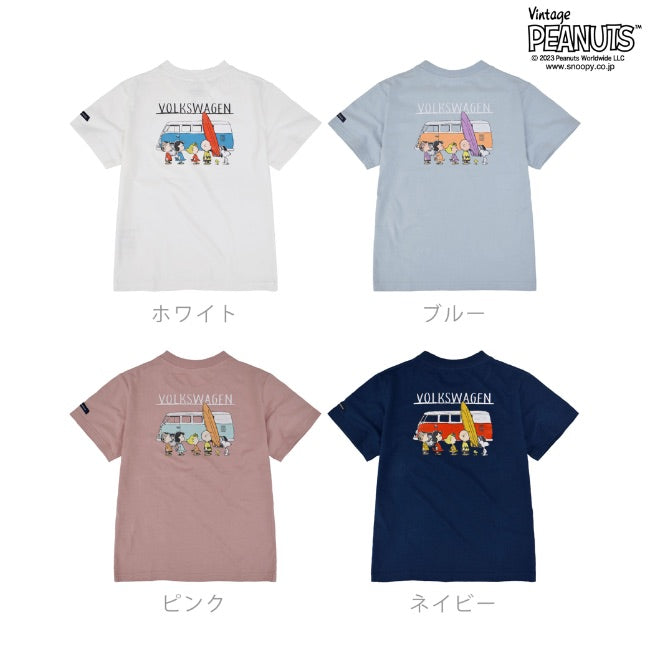スヌーピー ピーナッツ フォルクスワーゲン Tシャツ キッズ 子供 半袖 トップス コラボ SNOOPY PEANUTS VOLKSWAGEN svw6532-404