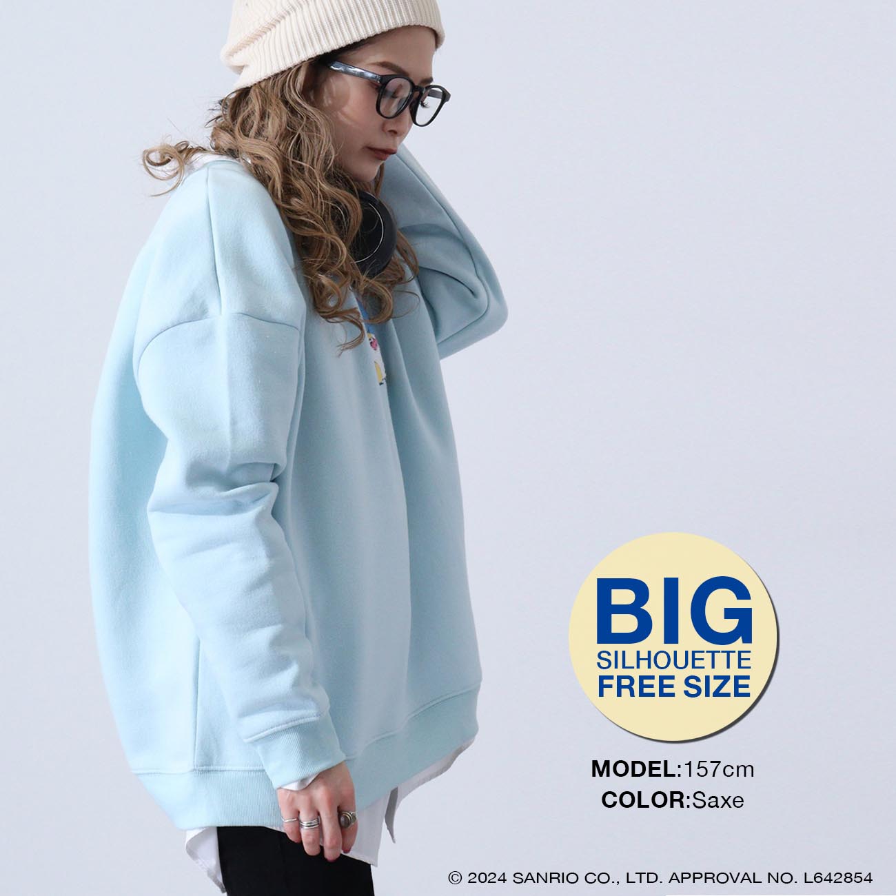 タキシードサム 裏起毛 ビッグシルエット サガラ刺繍 秋冬 トレーナー サンリオキャラクターズ tx1334-700