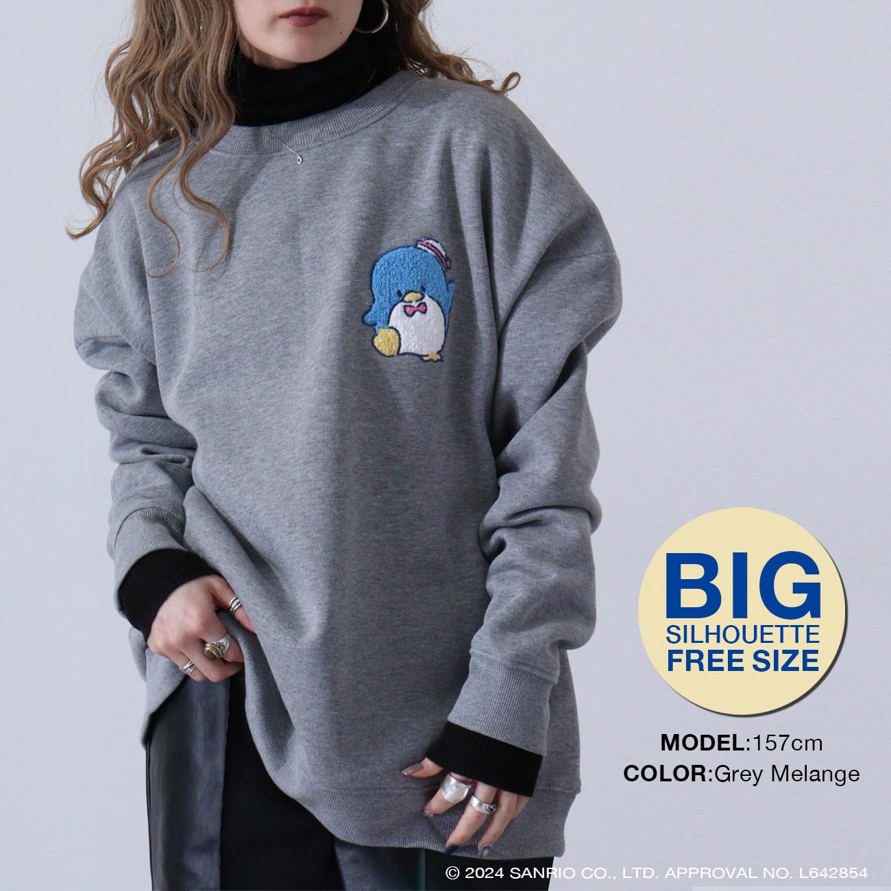 タキシードサム 裏起毛 ビッグシルエット サガラ刺繍 秋冬 トレーナー サンリオキャラクターズ tx1334-700