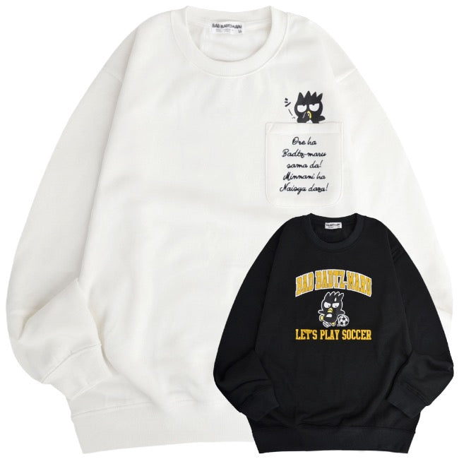 バッドばつ丸 トレーナー スウェット 裏起毛 サンリオ キャラクターズ プリント 刺繍 メンズ レディース xo1344-66