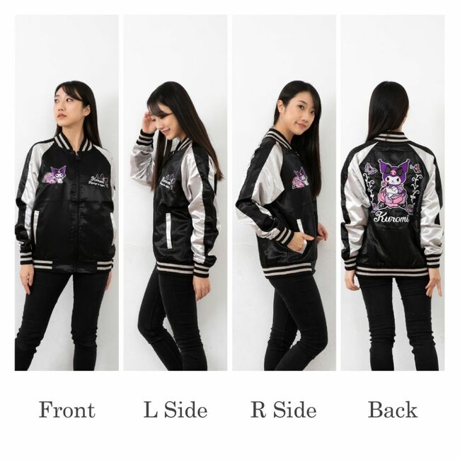 キャラクター クロミ 刺繍 スカジャン 羽織 アウター SUKAJAN ジャケット 秋 冬 春 ブラック M L LL レディース メンズ ku1803-674