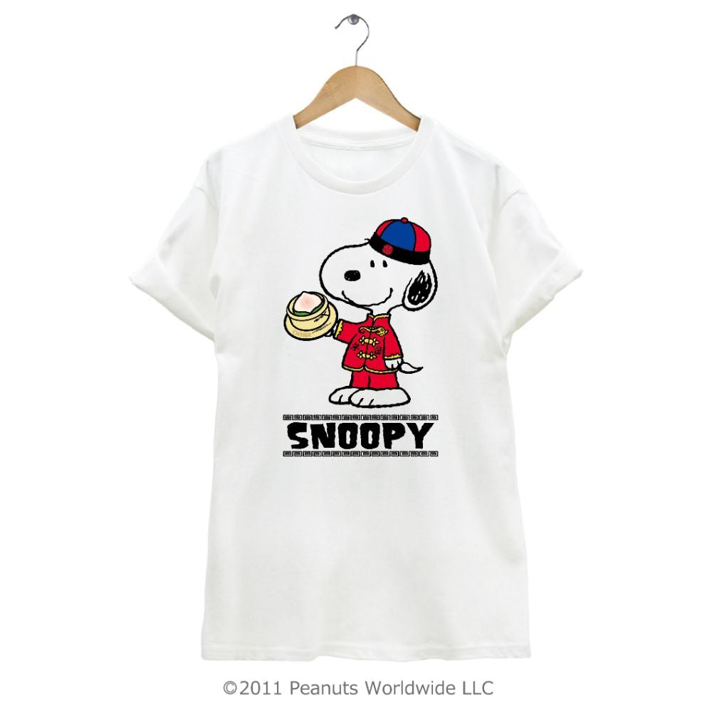スヌーピー SNOOPY PEANUTS 中国 CHINA チャイナ カンフー 飲茶 半袖 Tシャツ 家族お揃い 多色展開 レディース メンズ S M L LL 綿 ギフト プリント 男女兼用 親子コーデ sn1-060