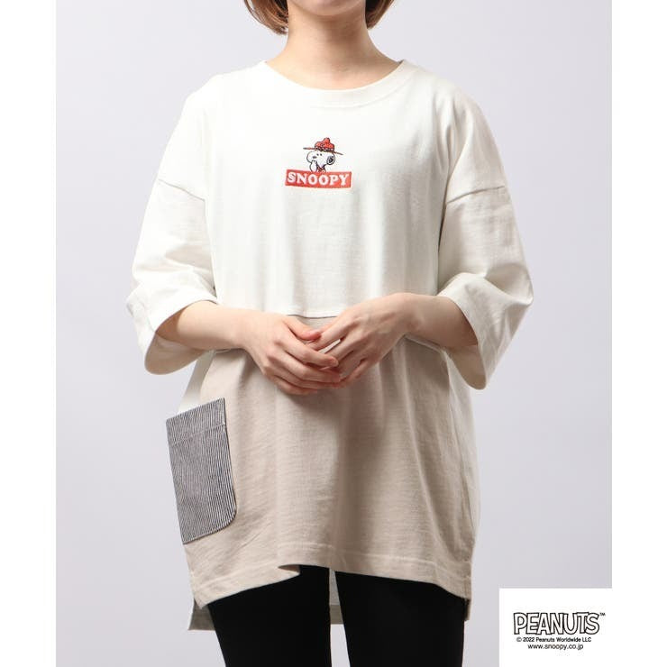 スヌーピー Tシャツ トップス プリント ドロップショルダー SNOOPY PEANUTS S M L s1132-184sp