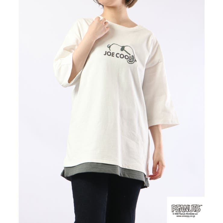 スヌーピー ジョークール ドロップショルダー Tシャツ 半袖 レイヤード SNOOPY JOECOOL PEANUTS s1132-186sp