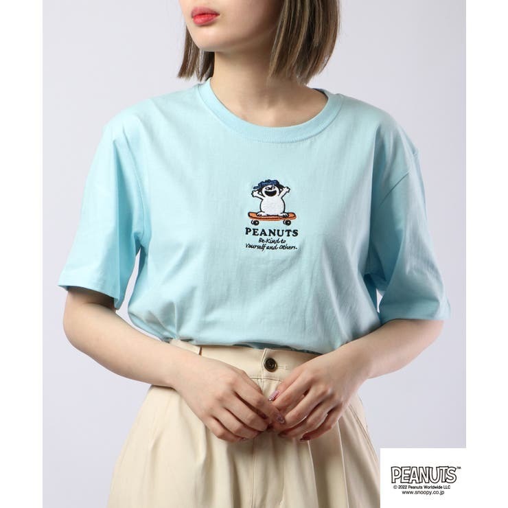 スヌーピー  Tシャツ トップス 半袖 オラフ チャーリーブラウン 刺繍 SNOOPY PEANUTS s1132-152sp