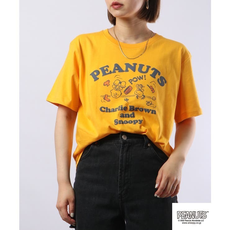 スヌーピー  Tシャツ トップスチャーリーブラウン 半袖 プリント SNOOPY PEANUTS s1132-35