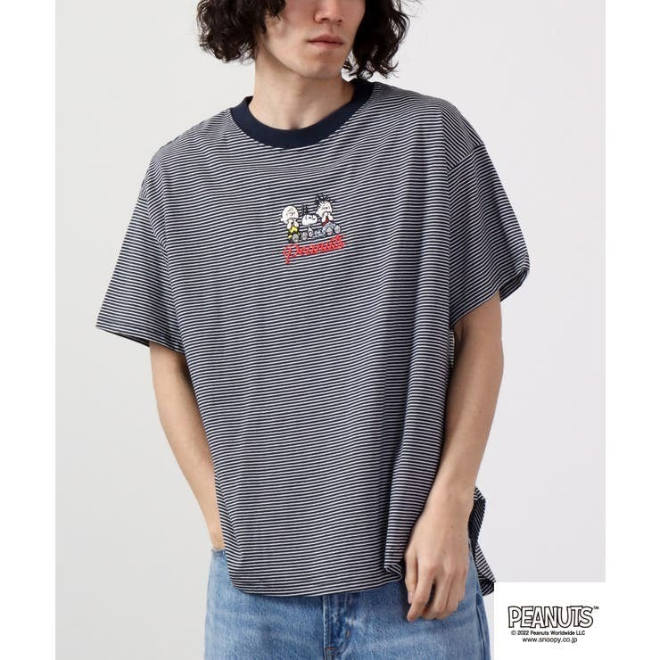 スヌーピー Tシャツ トップス 半袖 刺繍 ボーダー SNOOPY PEANUTS s1132-171sp