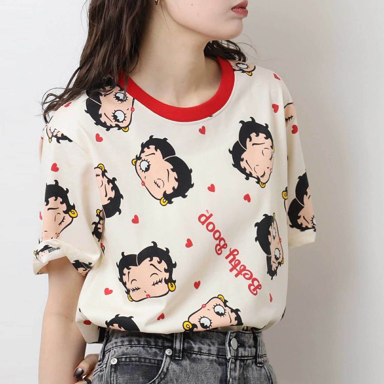 ベティー ブープ Tシャツ 半袖 総柄 プリント トップス メンズ レディース be1152-250
