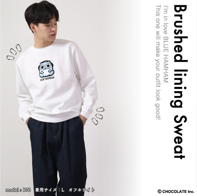 ブルーハムハム トレーナー 刺繍 長袖 裏起毛 スウェット M L LL bh1324-678