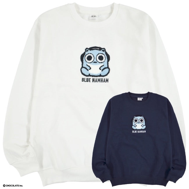 ブルーハムハム トレーナー 刺繍 長袖 裏起毛 スウェット M L LL bh1324-678