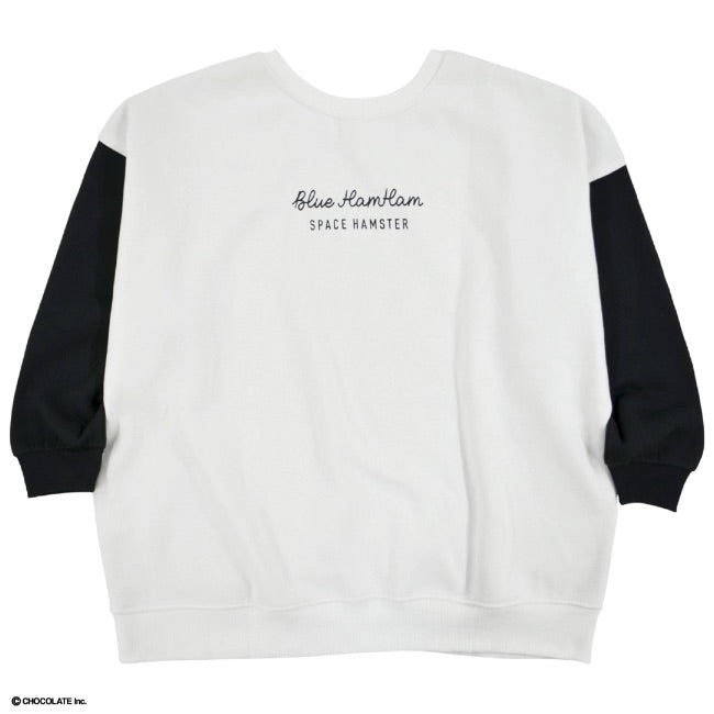ブルーハムハム トレーナー 裏起毛 スウェット 2WAY プリント SNS 袖 切り替え bh1324-679