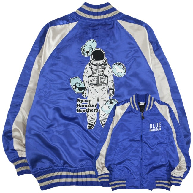 ブルーハムハム スカジャン アウター 刺繍 SNS 長袖 スペース ハムスター M L LL bh1823-686