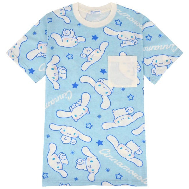 シナモロール Tシャツ 総柄 半袖 シナモン サンリオ キャラクターズ プリント メンズ レディース cr1142-284