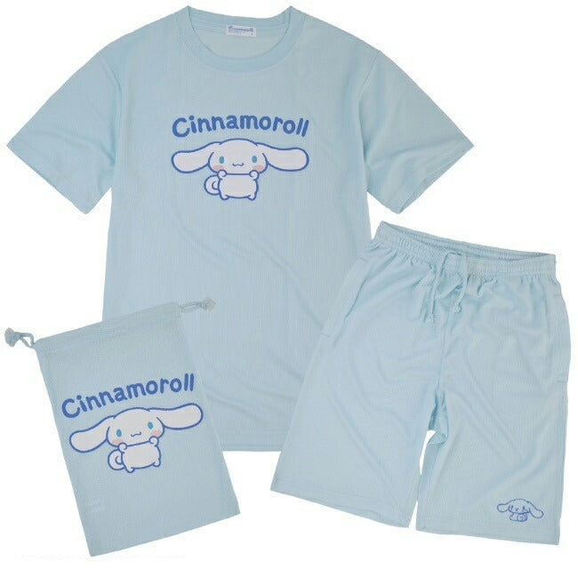 シナモロール  Tシャツ ハーフ パンツ 巾着 上下 セット 部屋着 プリント サンリオ キャラクターズ cr1632-316