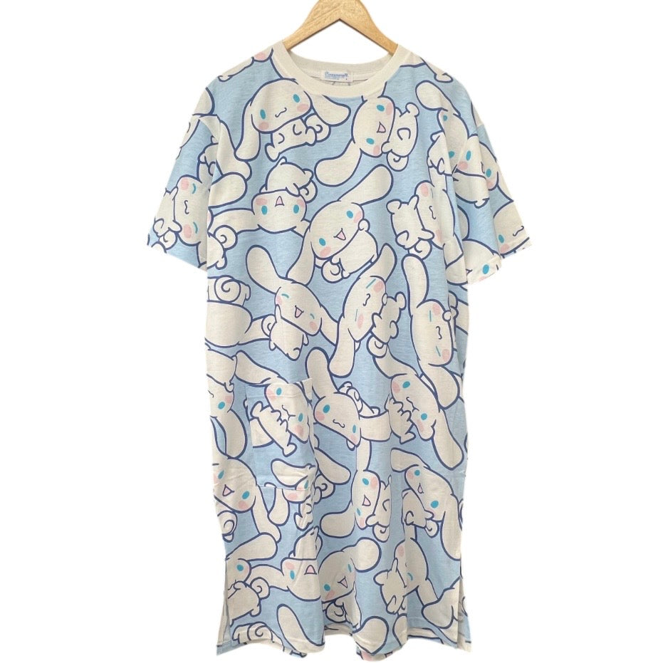 シナモロール 半袖 総柄 プリント スーパーBIG Tシャツ ワンピース 天竺 レディース サンリオ キャラクターズ sanrio cinnamoroll cr1762-57