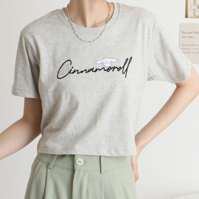 シナモロール サンリオ キャラクターズ ちびT レディース ショート丈 ワイド幅 半袖 Tシャツ cr2142-337