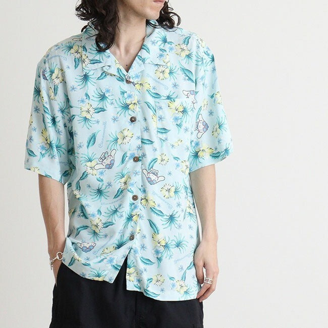 シナモロールアロハ シャツ 半袖 夏 海 総柄 aloha レディース ハワイ サンリオ キャラクターズ cr2542-216