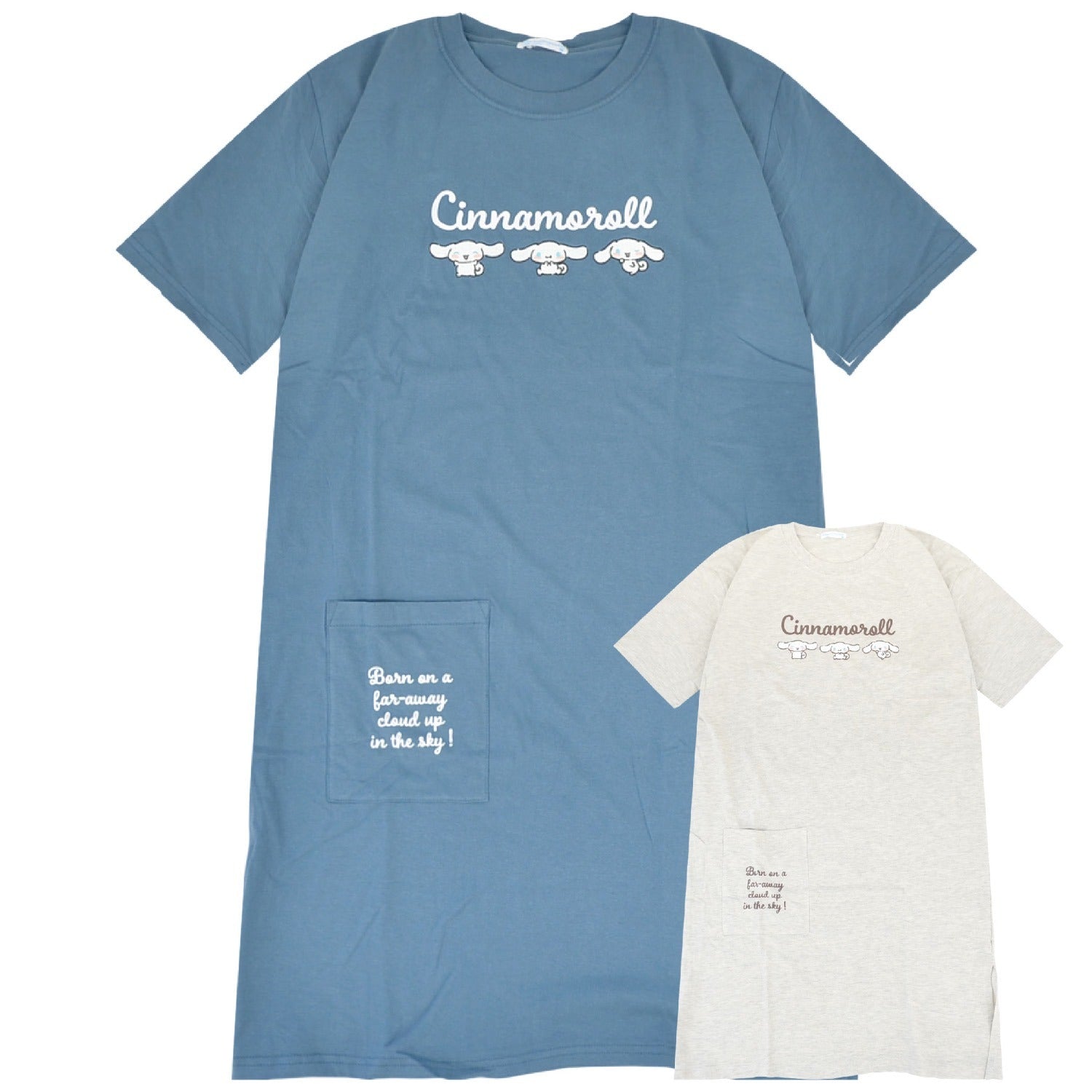 シナモロール シナモン ビッグ Tシャツ ルームウェア 部屋着 半袖 ワンピース 刺繍 サンリオ キャラクターズ プリントレディース cr2752-260
