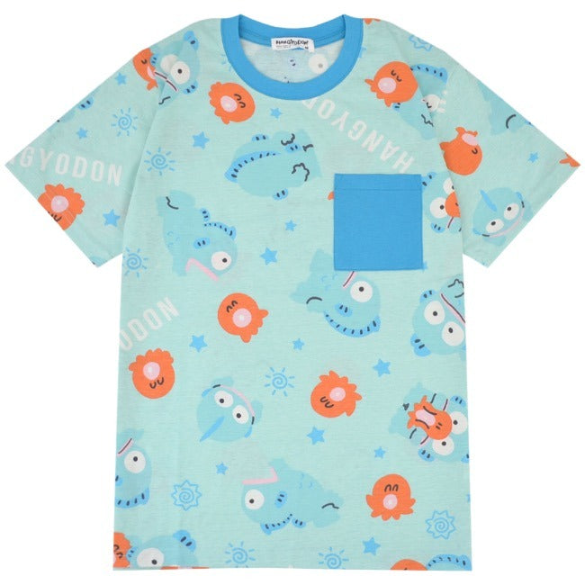 ハンギョドン Tシャツ 総柄 半袖 サンリオ キャラクターズ プリント メンズ レディース hg1142-288