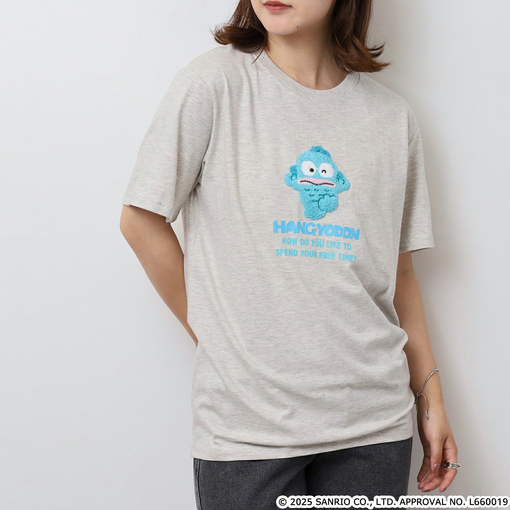 ハンギョドン Tシャツ 半袖 刺繍 プリント トップス  サンリオ キャラクターズ メンズ レディース hg1152-268