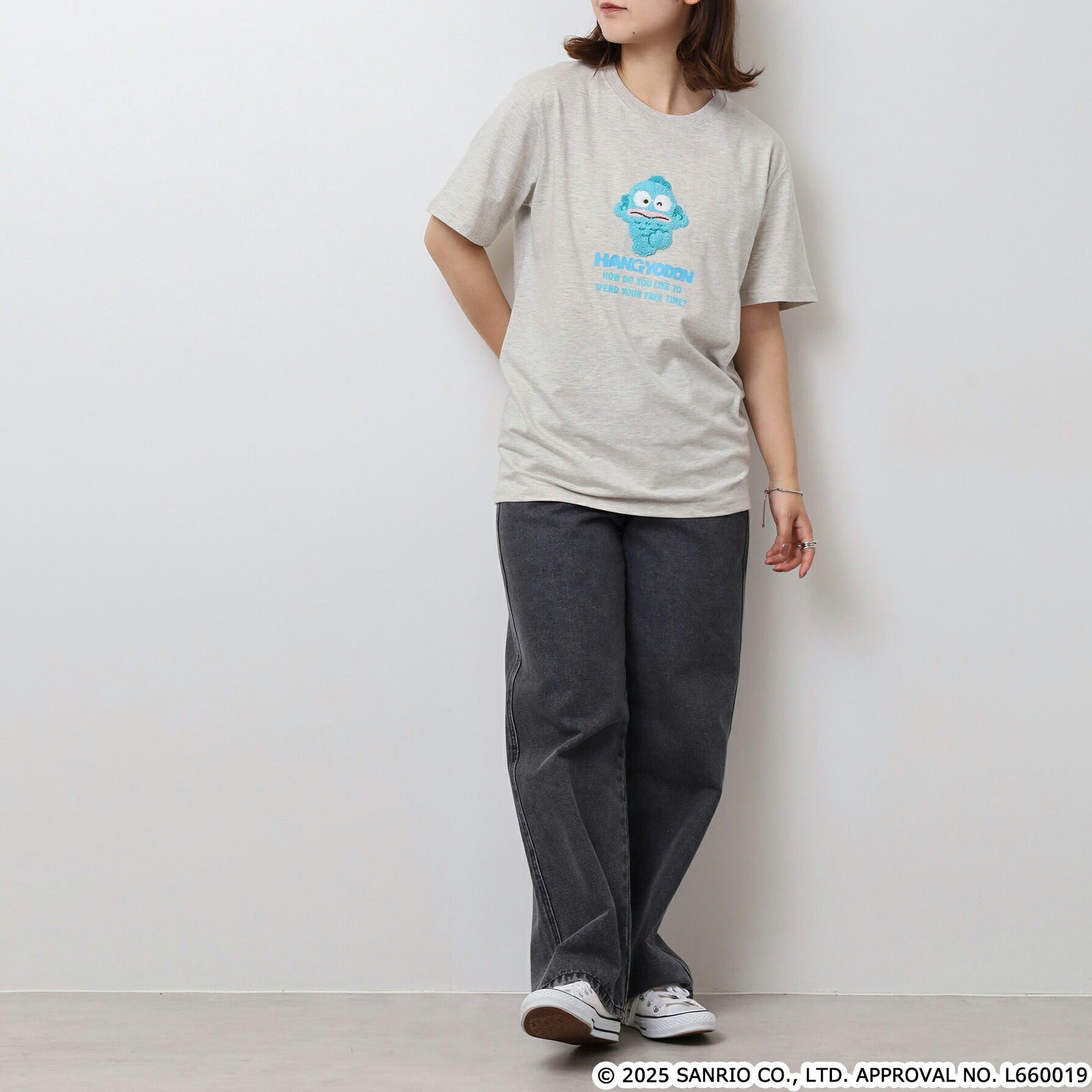 ハンギョドン Tシャツ 半袖 刺繍 プリント トップス  サンリオ キャラクターズ メンズ レディース hg1152-268