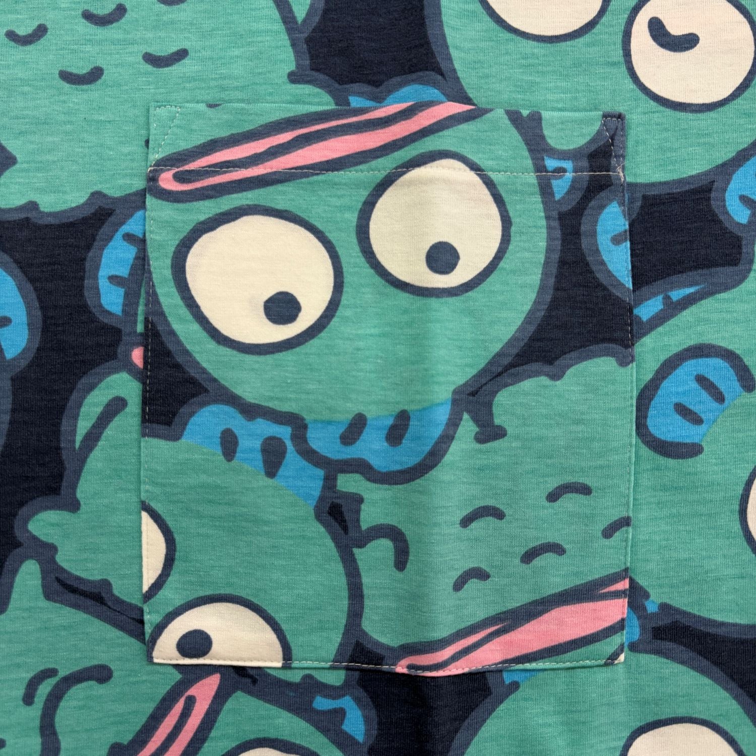 ハンギョドン 半袖 総柄 スーパービッグ Tシャツ ワンピース プリント 天竺 メンズ レディース 夏 sanrio hg1762-62