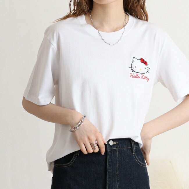 ハローキティ Tシャツ 半袖 刺繍 サンリオ キャラクターズ メンズ レディース hk1142-351
