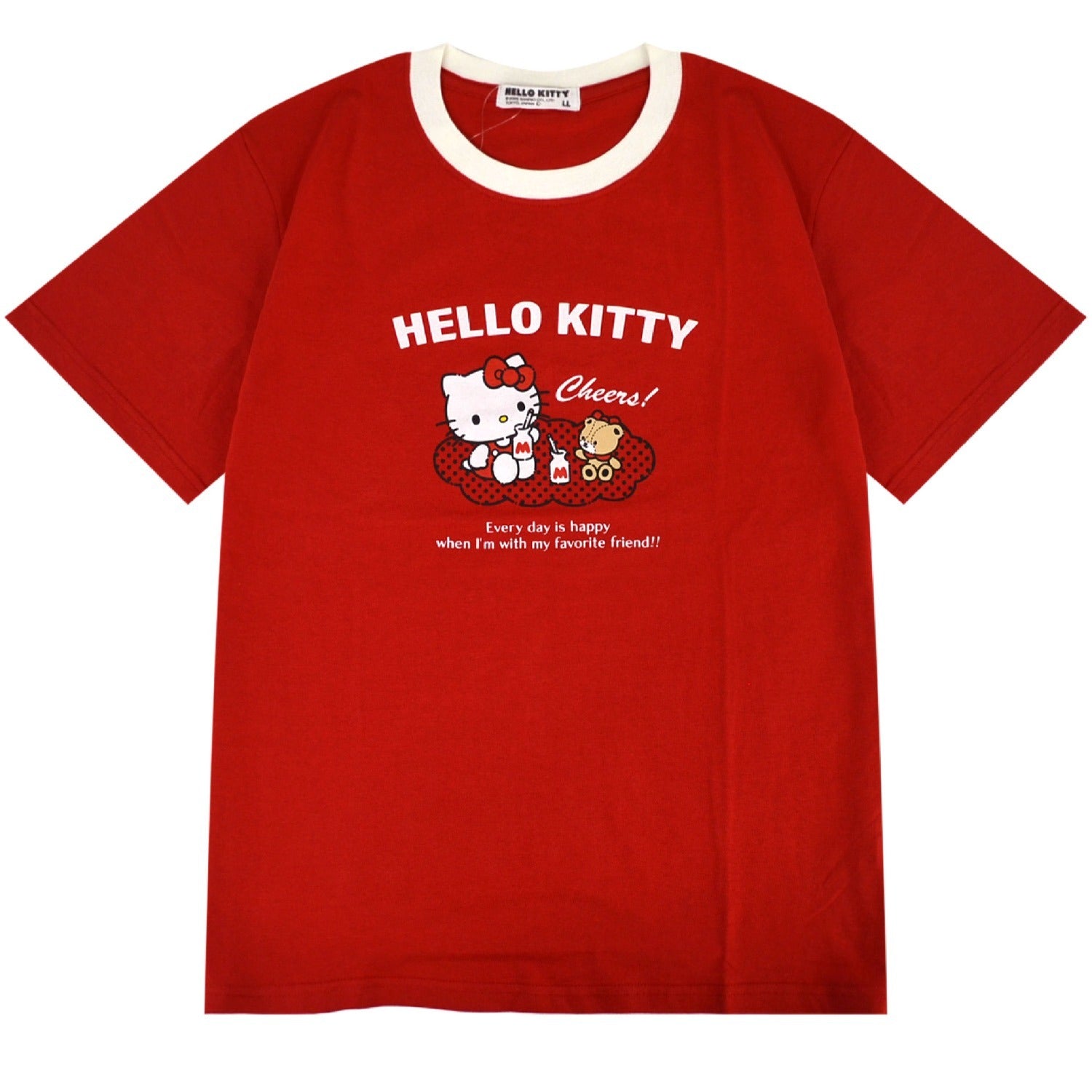 ハローキティ Tシャツ 半袖 プリント トップス リンガーネック サンリオ キャラクターズ メンズ レディース hk1152-187