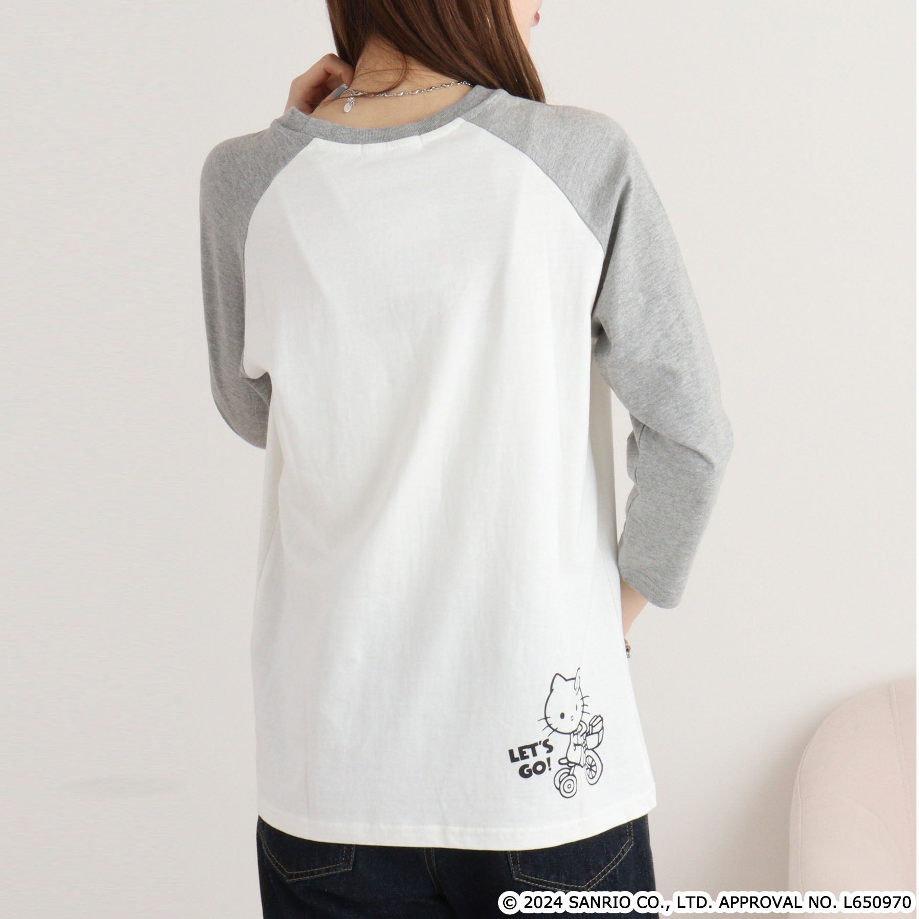 ハローキティ Tシャツ 七分袖 サンリオ キャラクターズ プリント ラグラン メンズ レディース hk1243-24