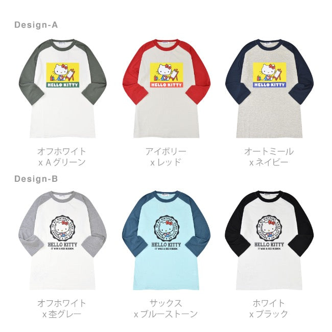 ハローキティ Tシャツ 七分袖 サンリオ キャラクターズ プリント ラグラン メンズ レディース hk1243-24