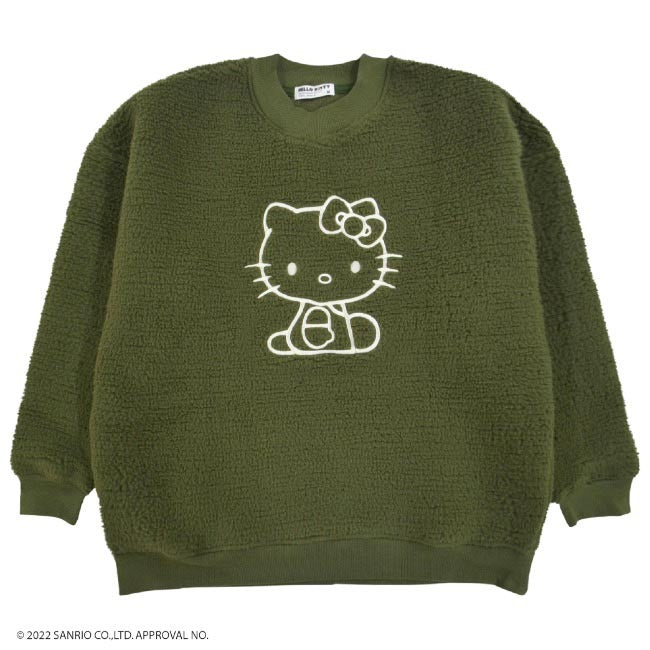 ハローキティ 刺繍  BIG シルエット トレーナー ボア 長袖 サンリオ キャラクターズ hk1324-749