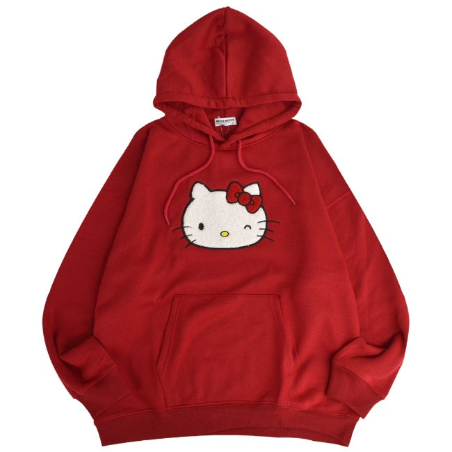 ハローキティ パーカー 裏起毛 オーバーサイズ 刺繍 ロゴ サンリオ キャラクターズ メンズ レディース hk1344-160