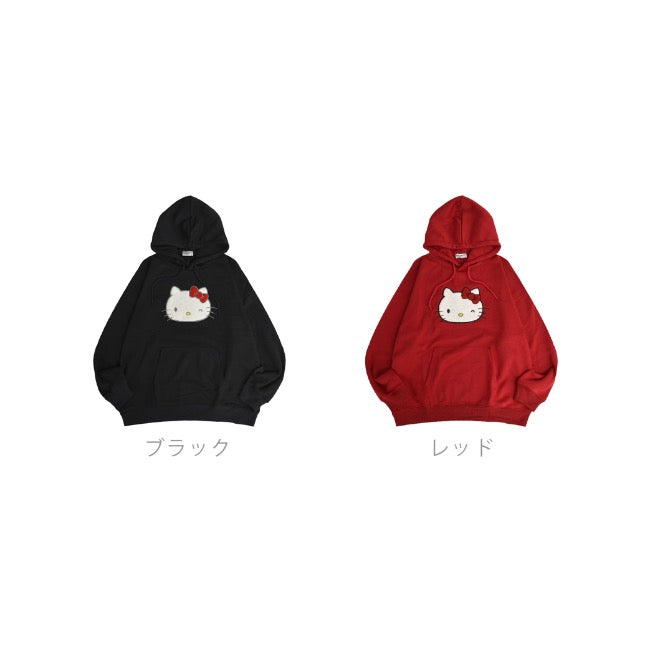 ハローキティ パーカー 裏起毛 オーバーサイズ 刺繍 ロゴ サンリオ キャラクターズ メンズ レディース hk1344-160