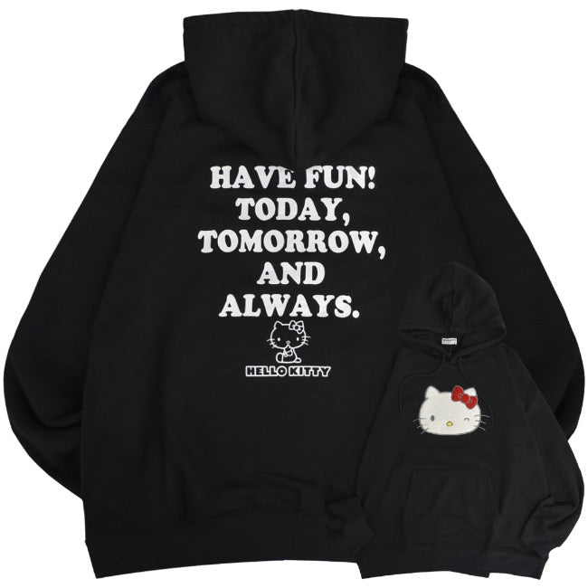 ハローキティ パーカー 裏起毛 オーバーサイズ 刺繍 ロゴ サンリオ キャラクターズ メンズ レディース hk1344-160