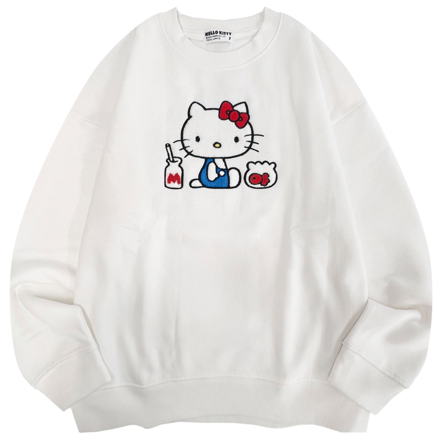 ハローキティ サガラ刺繍 裏起毛ビッグシルエット トレーナー オーバーサイズ  サンリオ プリント Sanrio hk1354-94