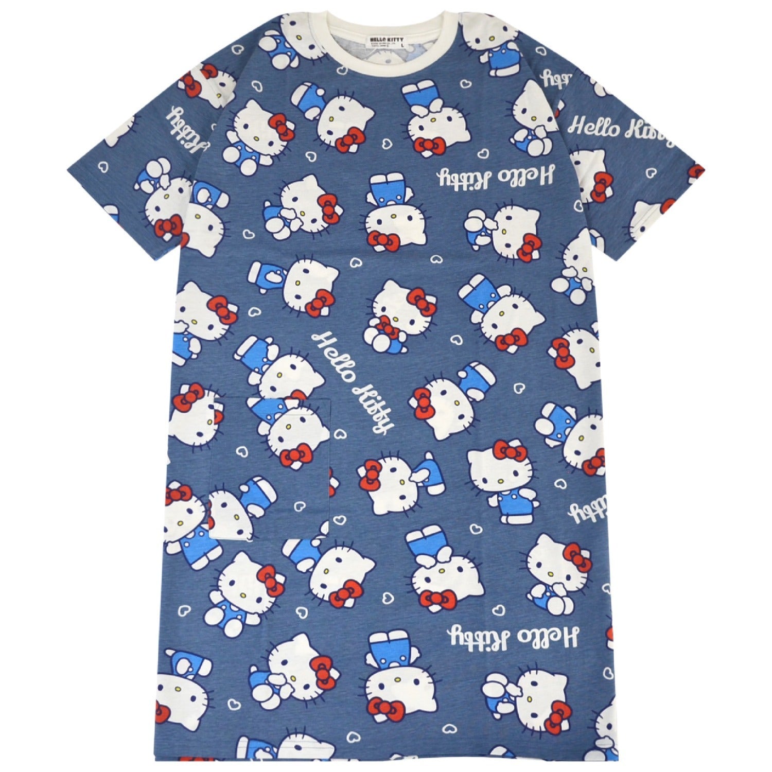 ハローキティ Tシャツ ワンピース 半袖 総柄 部屋着 ルームウェア サンリオ キャラクターズ レディース hk1752-252