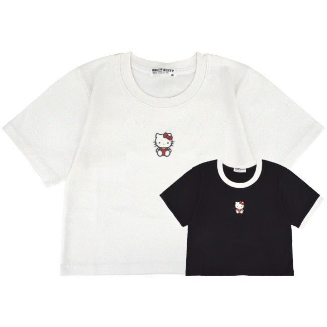 ハローキティ Tシャツ ちびT サンリオ キャラクターズ 刺繍 レディース ショート丈 半袖 hk2142-333