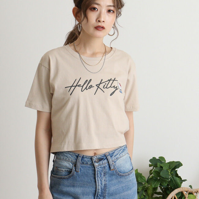 ハローキティ Tシャツ サンリオ キャラクターズ ちびT レディース ショート丈 ワイド幅 半袖 hk2142-339