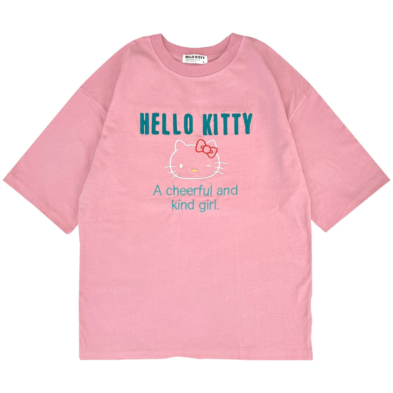 ハローキティ レディース 刺繍 半袖 Tシャツ カットソー ゆったりめサイズ 春夏 サンリオキャラクターズ hk2162-74