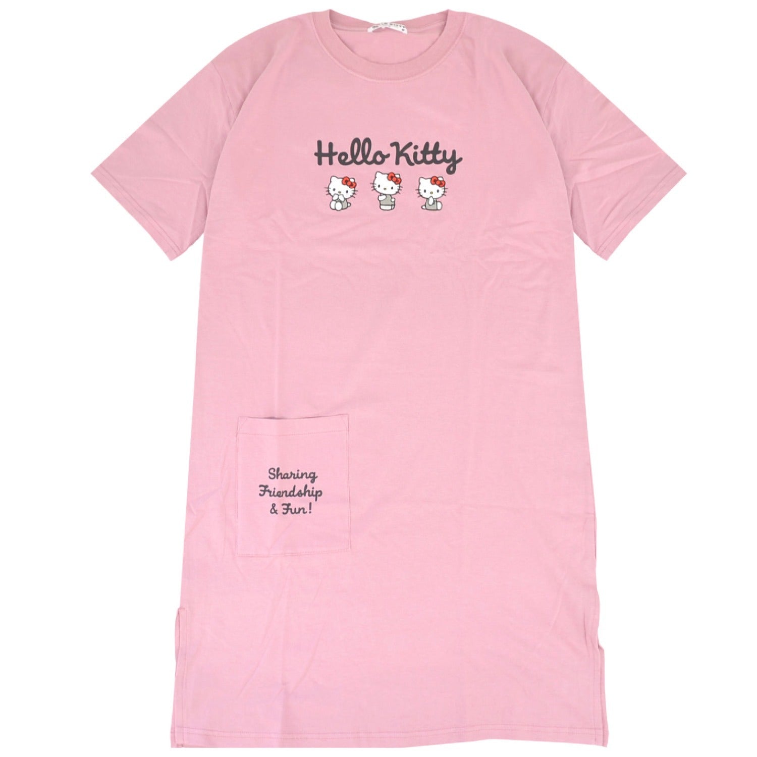 ハローキティ Tシャツ ワンピース 半袖 プリント トップス ビッグTシャツ 大きいサイズ サンリオ キャラクターズ レディース hk2752-261