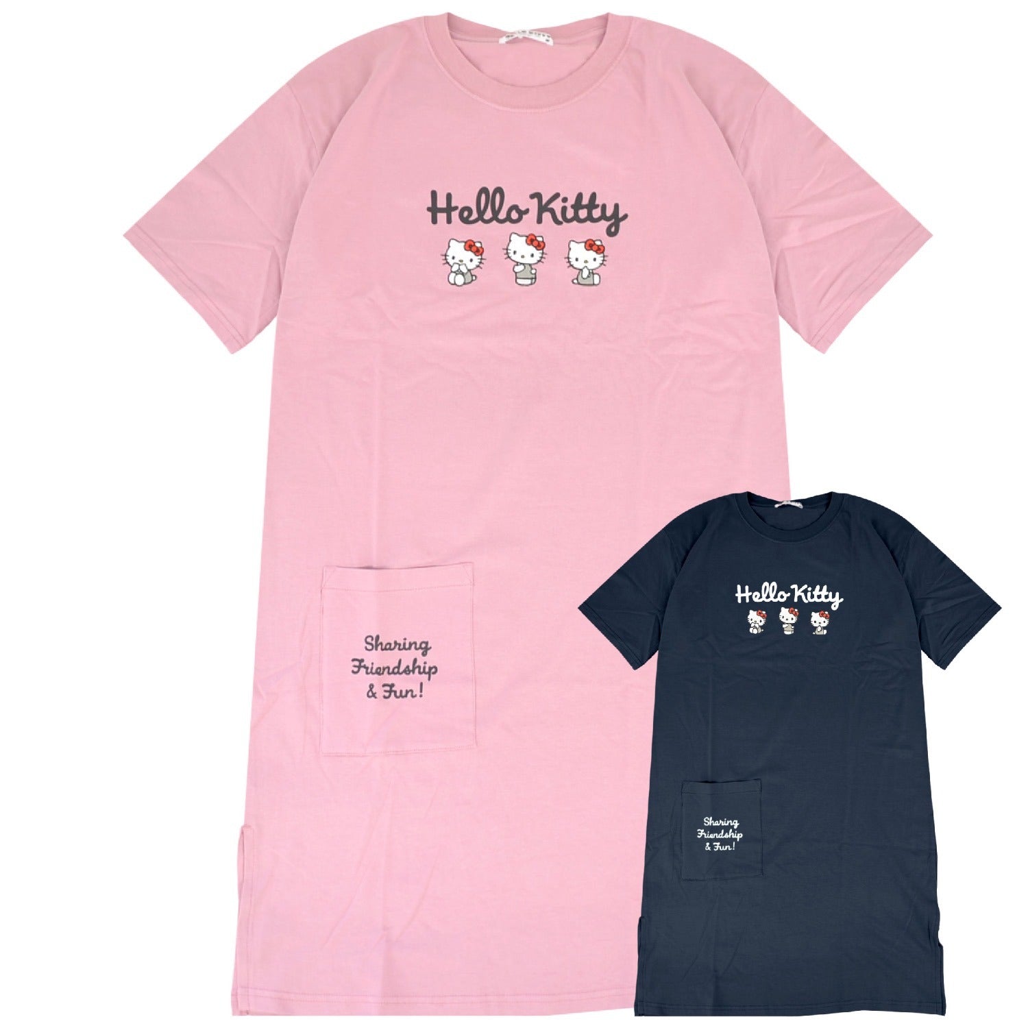 ハローキティ Tシャツ ワンピース 半袖 プリント トップス ビッグTシャツ 大きいサイズ サンリオ キャラクターズ レディース hk2752-261