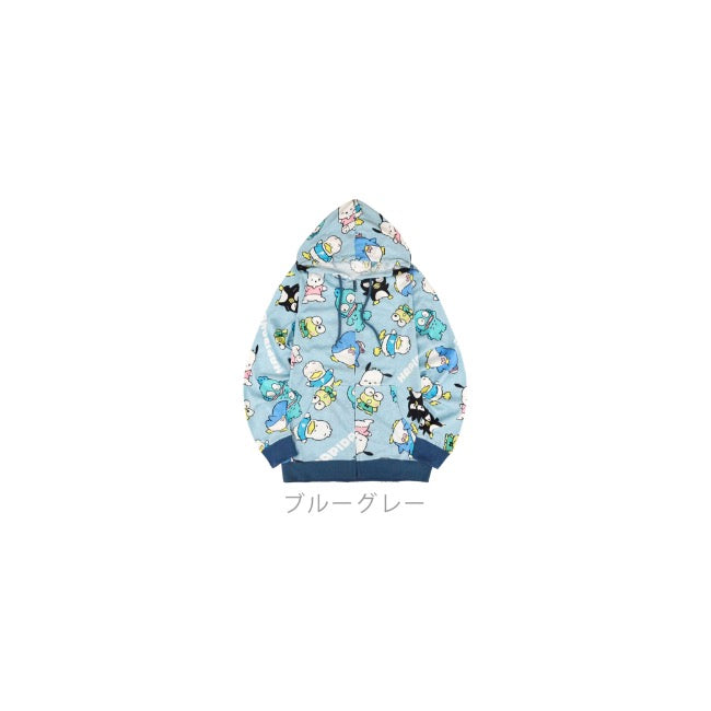 はぴだんぶい サンリオ キャラクターズ パーカー 総柄 レディース メンズ 天竺 ジップパーカー hv1842-293