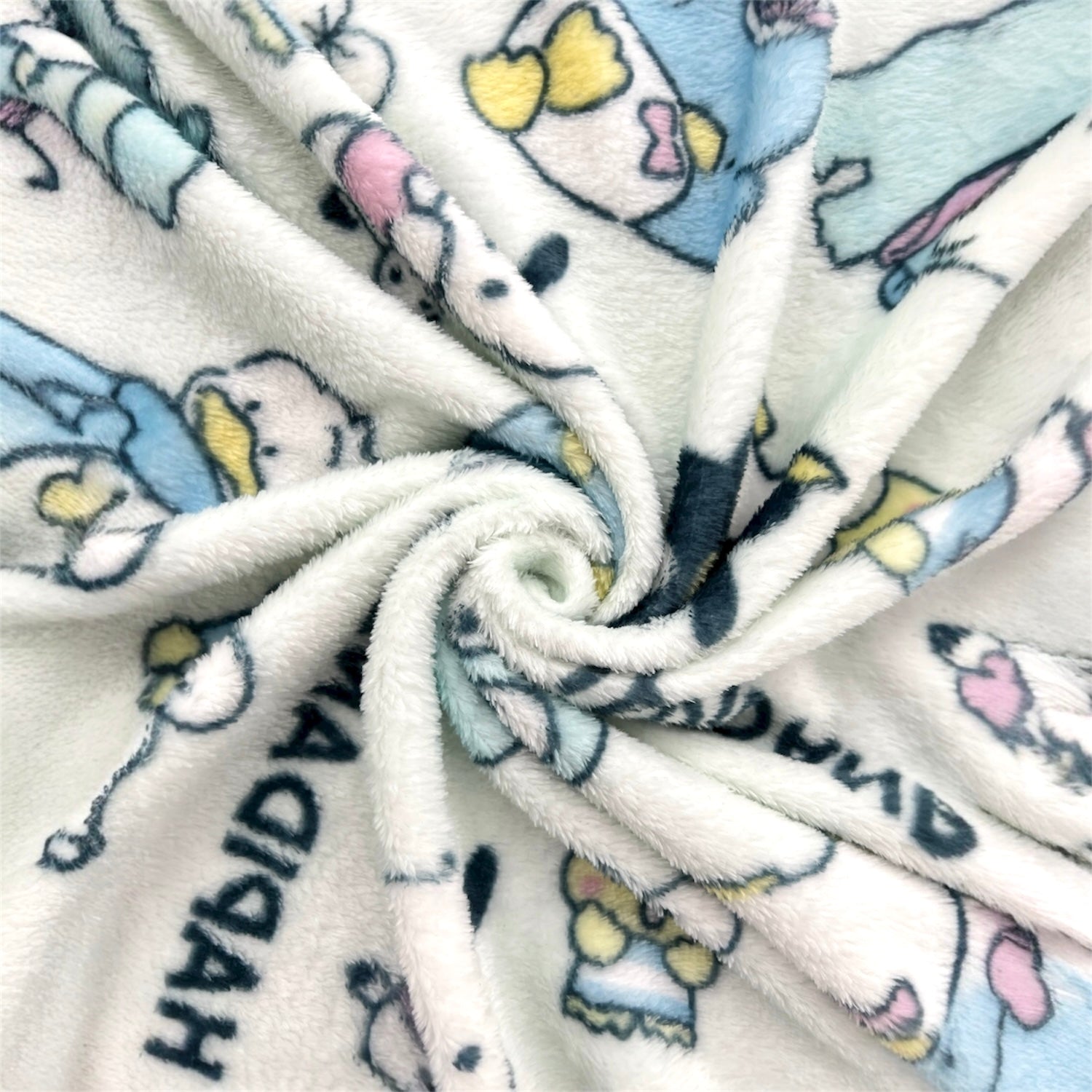 はぴだんぶい 総柄 ブランケット プリント ボア フリース ひざかけ ハンギョドン バッドばつ丸 ポチャッコ タキシードサム けろけろけろっぴ あひるのペックル