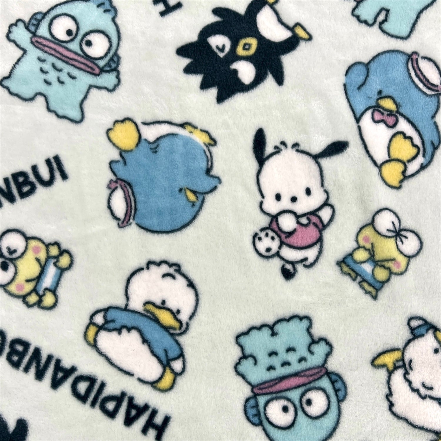 はぴだんぶい 総柄 ブランケット プリント ボア フリース ひざかけ ハンギョドン バッドばつ丸 ポチャッコ タキシードサム けろけろけろっぴ あひるのペックル